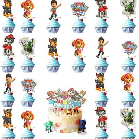 25 Pcs Cute Dog Cake Toppers, Cartoon Cake Decoration for Kids Birthday Baby Shower Dog Theme Party Supplies, Cupcake Toppers Decorations Birthday Party Topper for Children