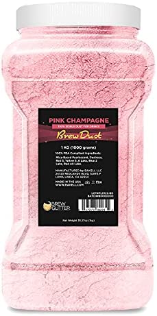 BAKELL Edible Brew Dust | BREW DUST Shimmery Drink Glitter | KOSHER Certified | Halal Certified | 100% Edible | Beverages, Drinks & Cocktails (Pink Champagne, 1000g (1kg))