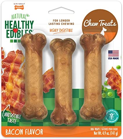 Nylabone NEB106P Healthy Edibles Bacon with Regular Chews 3-Pack