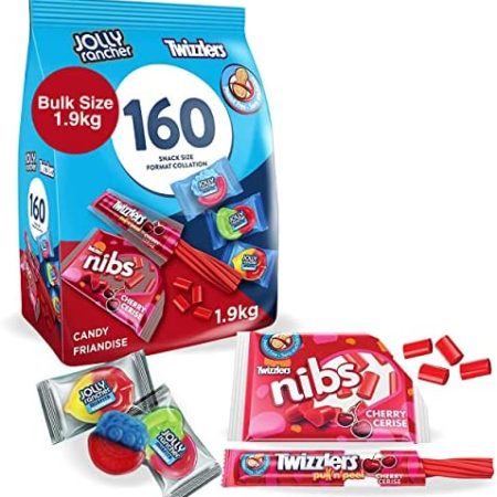 Twizzlers & Jolly Rancher Misfit Gummies Assorted Gummy Candy & Licorice, Candy Bulk Individually Wrapped To Share - 160ct, 1.9kg