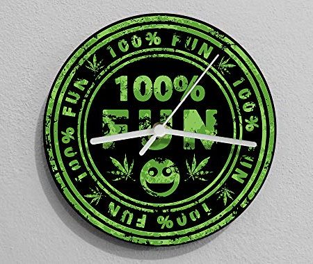 100% Fun Marijuana Wall Clock