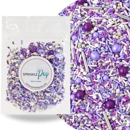 Perfectly Purple| Valentine’s Day Princess Bridal Shower Wedding Colorful Candy Sprinkles Mix for Baking Edible Cake Decorations Cupcake Toppers Cookie Decorating Ice Cream Toppings, 2OZ(Sample Size)
