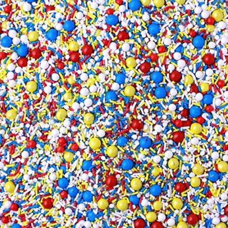Crash! Boom! Pow!| red blue yellow white Superhero Comic Birthday Colorful Candy Sprinkles Mix For Baking Edible Cake Decorations Cupcake Toppers Cookie Decorating Ice Cream Toppings, 2OZ(Sample Size)