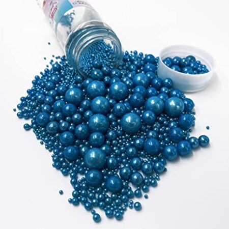 Edible Pearl Sugar Navy Blue Rolay Sprinkles 120g/ 4.2oz Candy Mixing Size Baking Edible Cake Decorations Cupcake Toppers Cookie Decorating Celebrations Wedding Shower Party Christmas Supplies