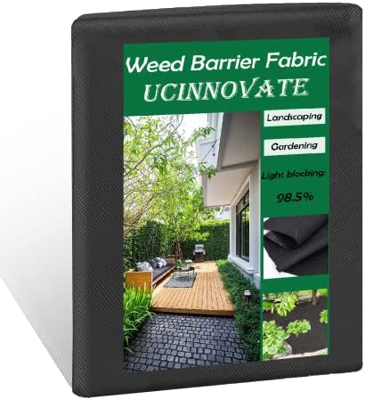 UCINNOVATE Landscape Fabric Weed Barrier, Durable 3ft x 33ft Non-Woven Weed Control Fabric, Heavy Duty 3oz Garden Roll Ground Cover, Landscape Fabric Mat Weed Prevention for Flower Garden Bed 1x10 m