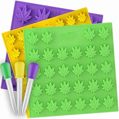 Weed Leaf Gummy Mold Bpa Free - Set of 3 – 3 Droppers, Silicone Candy Molds, Candy Mold